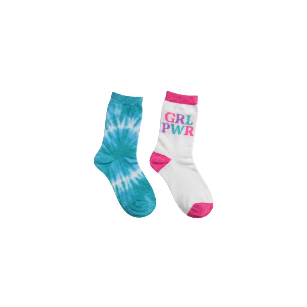 Claire's Crew Socks Girls 6-11 Multicolor NEW Tie Dye Girl Power 2 Pair Pack